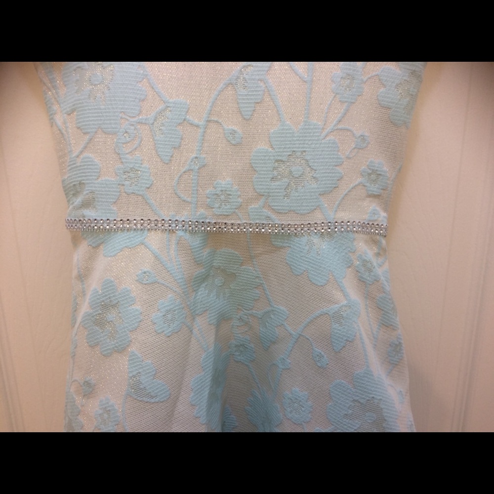 Girls blue dress  party rhinestone waist size 8 - Picture 8 of 14